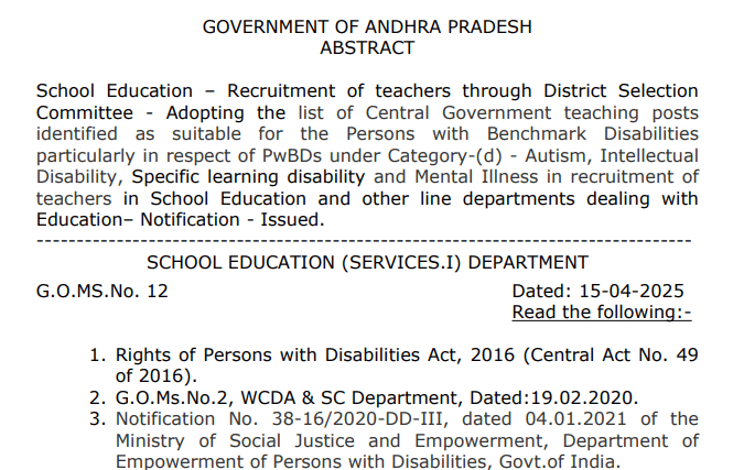 pwbd,teacher recruitment,andhra pradesh,disability rights,government jobs,inclusive education,special needs,autism,intellectual disability,mental health awareness pwbd